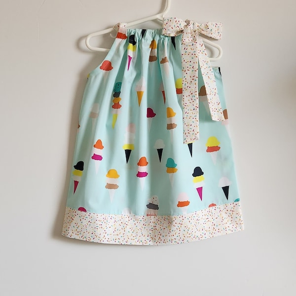 Pillowcase Dress | Ice Cream Dress | Ice Cream Cone Outfit | Birthday Dress | Toddler Girl Dress | Baby Dress with Ice Cream | Girls Dress
