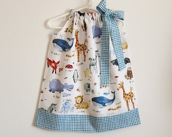 Pillowcase Dress with Animals | Zoo Animal Dress | Girls Dress with Alphabet | Toddler Dress | Baby Dress | Animal Dress | Kids Dress