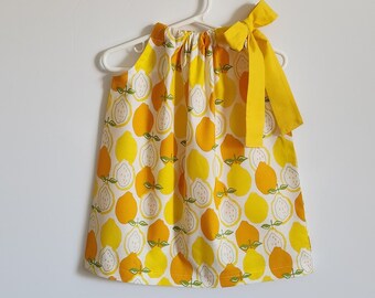 Lemon Dress | Pillowcase Dress | Girls Dress with Lemons | Clothes with Lemons | Toddler Girl Dress | Baby Dress | Kids Dress | Lemon Outfit