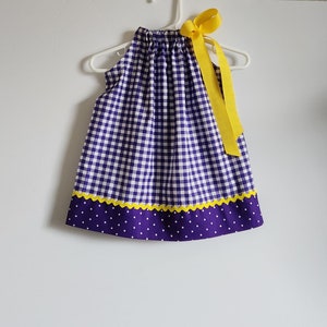 LSU Dress | Pillowcase Dress | Game Day Dress | Purple and Yellow Dress | LSU Tigers | Baby Girl Dress for LSU | Minnesota Vikings