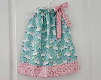 Easter Dress | Pillowcase Dress with Bunnies | Bunny Dress with Easter Eggs | Spring Dress for Easter | Toddler Dress | Baby Dress