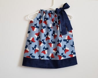 Texas Dress | Pillowcase Dress with Texas Flag | Lone Star State | Red White and Blue | Toddler Girl Dress | Baby Dress | Kids Dress