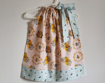 Pillowcase Dress with Bees | Bumble Bee Dress | Bee Hives | Girls Spring Dress | Toddler Dress | Kids Dress | Baby Dress | Save the Bees