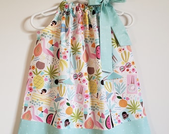 Pillowcase Dress | Tropical Dress | Fruit Dress | Little Girl Dress | Baby Dress | Beach Party | Flamingo Dress | Summer Dress | Luau Party