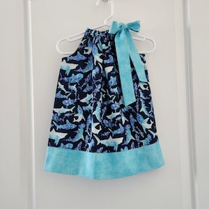 Shark Dress | Pillowcase Dress with Sharks | Toddler Girl Dress | Shark Outfit | Shark Clothes | Under the Sea | Girls Dress | Baby Dress