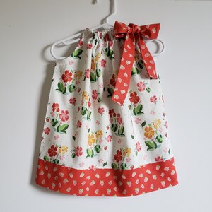 Pillowcase Dress | Strawberry Dress with Flowers | Toddler Girl Dress with Strawberries | Floral Dress for Spring | Baby Dress | Kids Dress