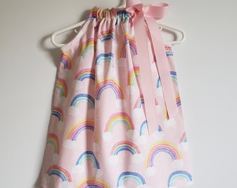 Pillowcase Dress | Girls Dress with Rainbows | Toddler Girl Dress | Rainbow Dress | Pastel Dress | Baby Dress | Rainbow Birthday Theme