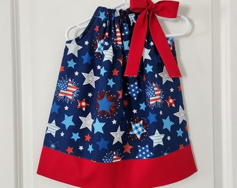 Patriotic Dress | Pillowcase Dress with Stars | Red White and Blue | Toddler Girl Dress | 4th of July Dress | Patriotic Outfit | Baby Dress