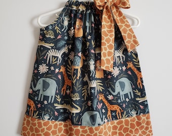 Pillowcase Dress | Jungle Animals Dress | Girls Dress with Animals | Giraffe Dress | Toddler Dress | Baby Dress | Animal Dress | Kids Dress