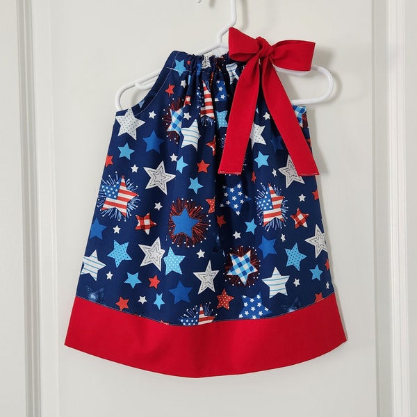 Patriotic Dress | Pillowcase Dress with Stars | Red White and Blue | Toddler Girl Dress | 4th of July Dress | Patriotic Outfit | Baby Dress