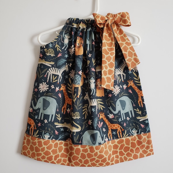 Pillowcase Dress | Jungle Animals Dress | Girls Dress with Animals | Giraffe Dress | Toddler Dress | Baby Dress | Animal Dress | Kids Dress