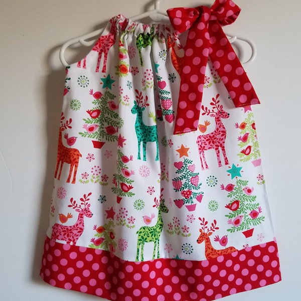 Toddler Christmas Dress | Pillowcase Dress | Reindeer Dress | Baby Christmas Dress | Holiday Dress | Dress with Deer | Girls Christmas Dress