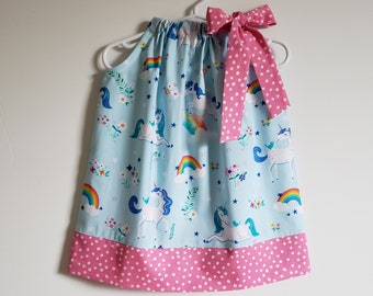 Pillowcase Dress 18m | Unicorn Dress | Toddler Girl Dress | Unicorns & Rainbows | Size 18 Month Dress with Unicorns | Unicorn Birthday