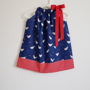 Pillowcase Dress with Chickens | Farm Dress with Roosters | Toddler Girl Dress | Chicken Clothes | Baby Dress | Farm Birthday | Kids Dress