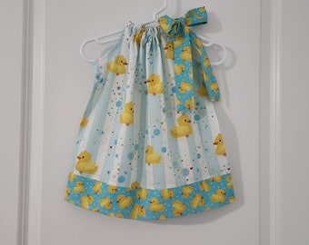 Pillowcase Dress with Ducks | Rubber Ducky Dress | Little Girls Dress | Toddler Dress | Baby Dress | Outfit with Rubber Duckies