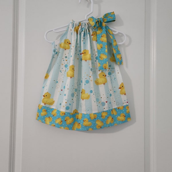 Pillowcase Dress with Ducks | Rubber Ducky Dress | Little Girls Dress | Toddler Dress | Baby Dress | Outfit with Rubber Duckies