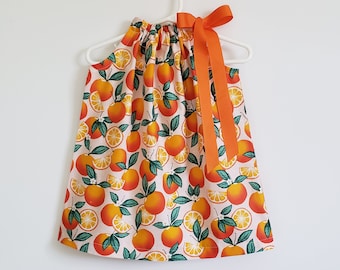 Pillowcase Dress with Oranges | Fruit Dress | Orange Dress | Toddler Girl Dress | Baby Dress | Kids Dresses with Fruit | Oranges Outfit