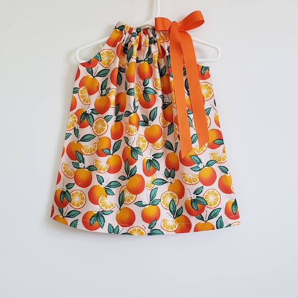 Pillowcase Dress with Oranges | Fruit Dress | Orange Dress | Toddler Girl Dress | Baby Dress | Kids Dresses with Fruit | Oranges Outfit