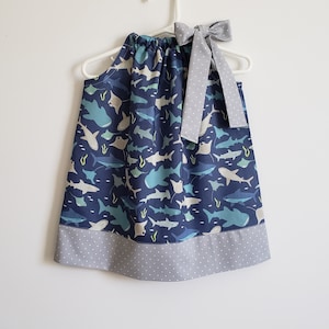 Pillowcase Dress with Sharks | Shark Dress | Toddler Girl Dress | Shark Outfit | Under the Sea Dress | Girls Dress | Kids Dress | Riptide
