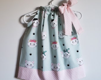 Pillowcase Dress 12m | Baby Dress with Cats | Size 12 Month Girl Dress with Kitties | Cat Dress | | Toddler Girl Dress | Cat Lover Gift