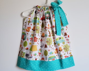 Pillowcase Dress | Camping Dress | Kids Dress with Forest Animals | Camping Birthday | Toddler Dress with Animals | Little Girl Dresses