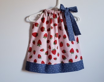 Pillowcase Dress | Strawberry Dress | Toddler Girl Dress with Strawberries | Baby Dress | Kids Dress | Strawberry Outfit for Girl
