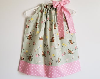 Pillowcase Dress 18m | Easter Dress with Bunnies | Egg Hunt Dress | Size 18 months Toddler Dress | Bunny Dress | Spring Dress for Easter