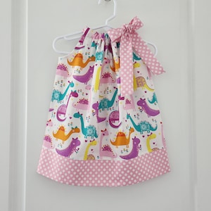 Pillowcase Dress | Dress with Dinosaurs | Girly Dinosaur Dress | Baby Dress | Pink Dinosaur Outfit | Dinosaur Party | Dinosaur Gift