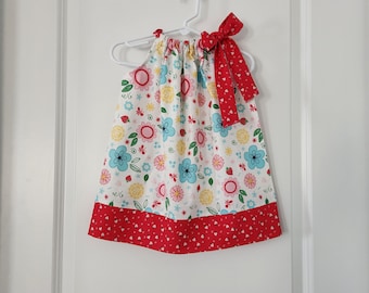 Pillowcase Dress | Floral Dress with Strawberries | Strawberry Dress with Flowers | Girls Dress | Toddler Dress | Spring Dress for Girl