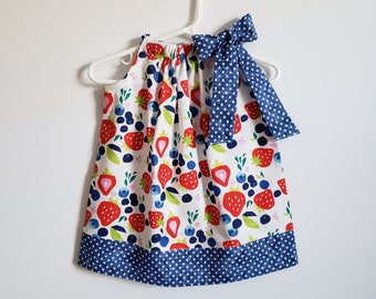 Pillowcase Dress | Strawberry Dress | Blueberry Dress | Toddler Girl Dress | Baby Dress | Kids Dress | Strawberries | Fruit Dress for Girl