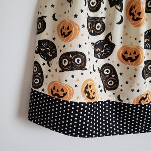 Halloween Dress Pillowcase Dress with Pumpkins Baby Dress with Owls Toddler Dress with Black Cats Halloween Outfit Jack o Lantern image 2