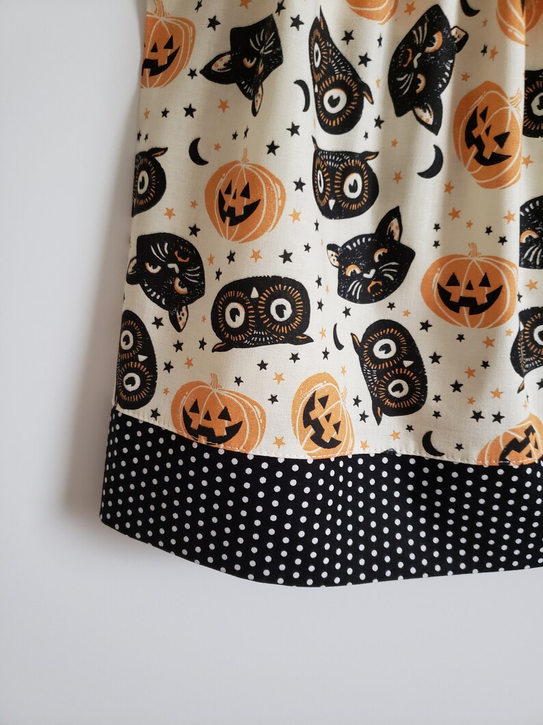 Halloween Dress Pillowcase Dress with Pumpkins Baby Dress with Owls Toddler Dress with Black Cats Halloween Outfit Jack o Lantern image 2