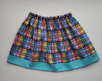 Skirt with Crayons | School Skirt | Girls Skirt | Crayon Skirt | Preschool Skirt | Kids Skirt | Toddler Skirt | Back to School Clothes