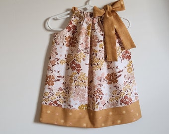 Pillowcase Dress | Earth Tone Floral Dress | Girls Dress with Flowers | Toddler Dress | Kids Dress | Baby Dress | Sunrise Dress for Girl