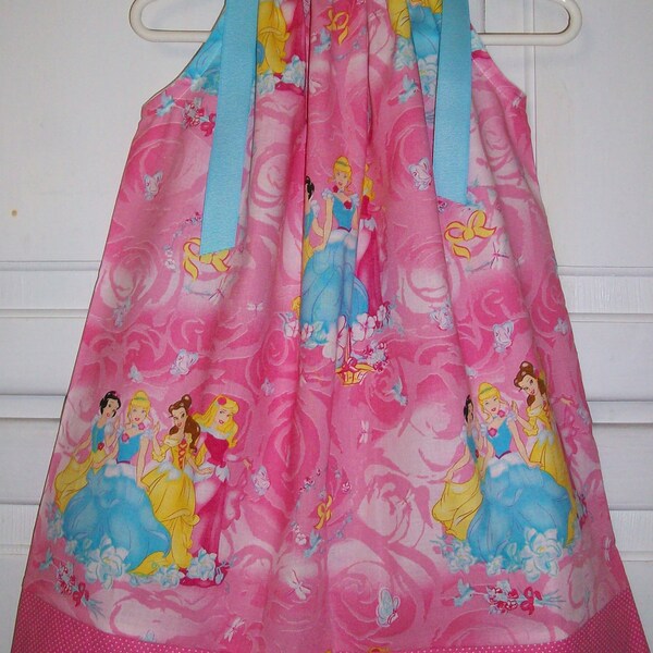 DISNEY PRINCESS Pink Cinderella Snow White Belle Custom Boutique Pillowcase Dress