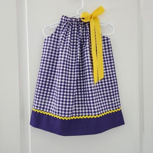 LSU Dress | Pillowcase Dress | Game Day Dress | Purple and Yellow Dress | LSU Tigers | Baby Girl Dress for LSU | Minnesota Vikings