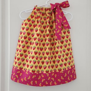 Strawberry Dress | Pillowcase Dress | Girls Dress with Strawberries | Toddler Dress with Flowers | Summer Dress for Girl  Strawberry Outfit