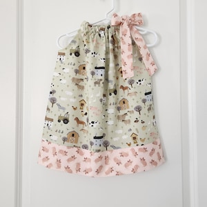 Pillowcase Dress | Farm Animals Dress with Pigs | Farm Life Dress | Farm Birthday | Country Life | Kids Dress with Sheep | Girl Farm Outfit
