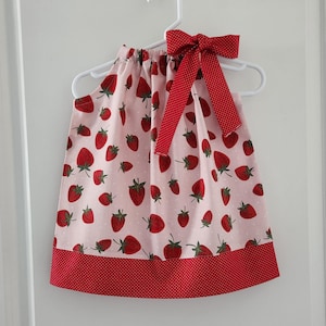 Pillowcase Dress | Strawberry Dress | Toddler Girl Dress with Strawberries | Baby Dress | Kids Fruit Dress | Strawberry Outfit for Girl