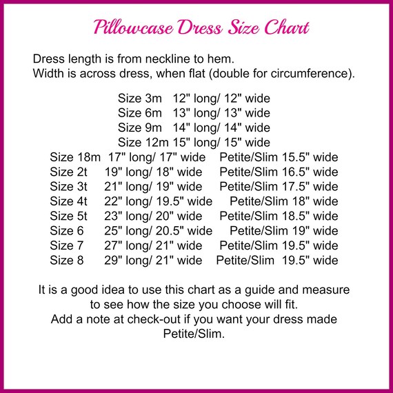 Ric Rac Size Chart