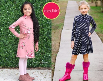 Brooklyn Girls Dress PDF Downloadable Pattern by Modkid... sizes 2T, 3T, 4T, 5, 6, 7 and 8/9 included - Instant Download
