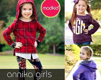 Annika Girls Lapneck Sweater PDF Downloadable Pattern by MODKID... sizes 2T to 8/9 Girls included - Instant Download