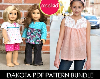 Dakota Girls and Mini-Dakota for 18" Dolls PDF Pattern Bundle by MODKID - Instant Digital Download - Buy 2 and SAVE!