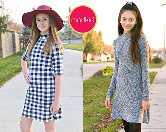 Brooklyn Tween Teen Dress PDF Downloadable Pattern by Modkid... sizes 10, 12, 14, 16 and 18 included - Instant Download