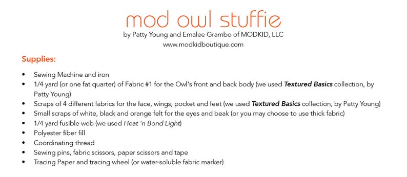 Mod Owl Stuffie PDF Downloadable Pattern by MODKID Instant Download image 5
