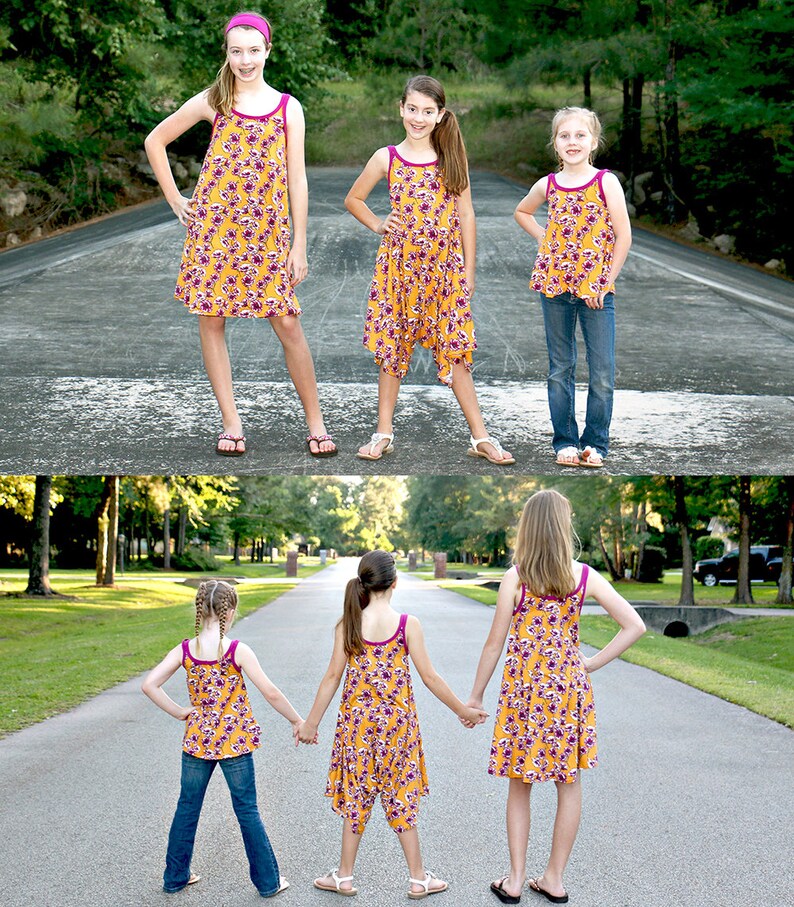 Leilani Girls Swing Top, Swing Dress, Harem Romper PDF Downloadable Pattern by MODKID... sizes 2T to 8/9 Girls included Instant Download image 3