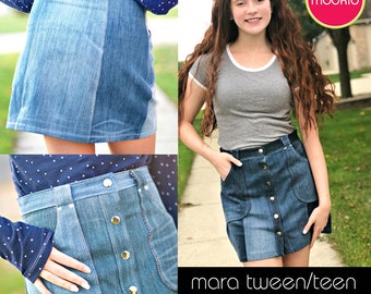 Mara Tween/Teen Mini Skirt PDF Downloadable Pattern by MODKID... sizes 10 to 18 Juniors included - Instant Download