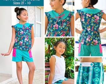Zoey Summer Ensemble PDF Downloadable Pattern by MODKID... sizes 2T to 10 Girls included - Instant Download