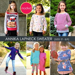 Annika Girls Lapneck Sweater PDF Downloadable Pattern by MODKID... sizes 2T to 8/9 Girls included Instant Download image 3