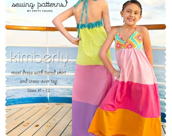 Kimberly Maxi Dress PDF Downloadable Pattern by MODKID... sizes 4T to 12 Girls included - Instant Download